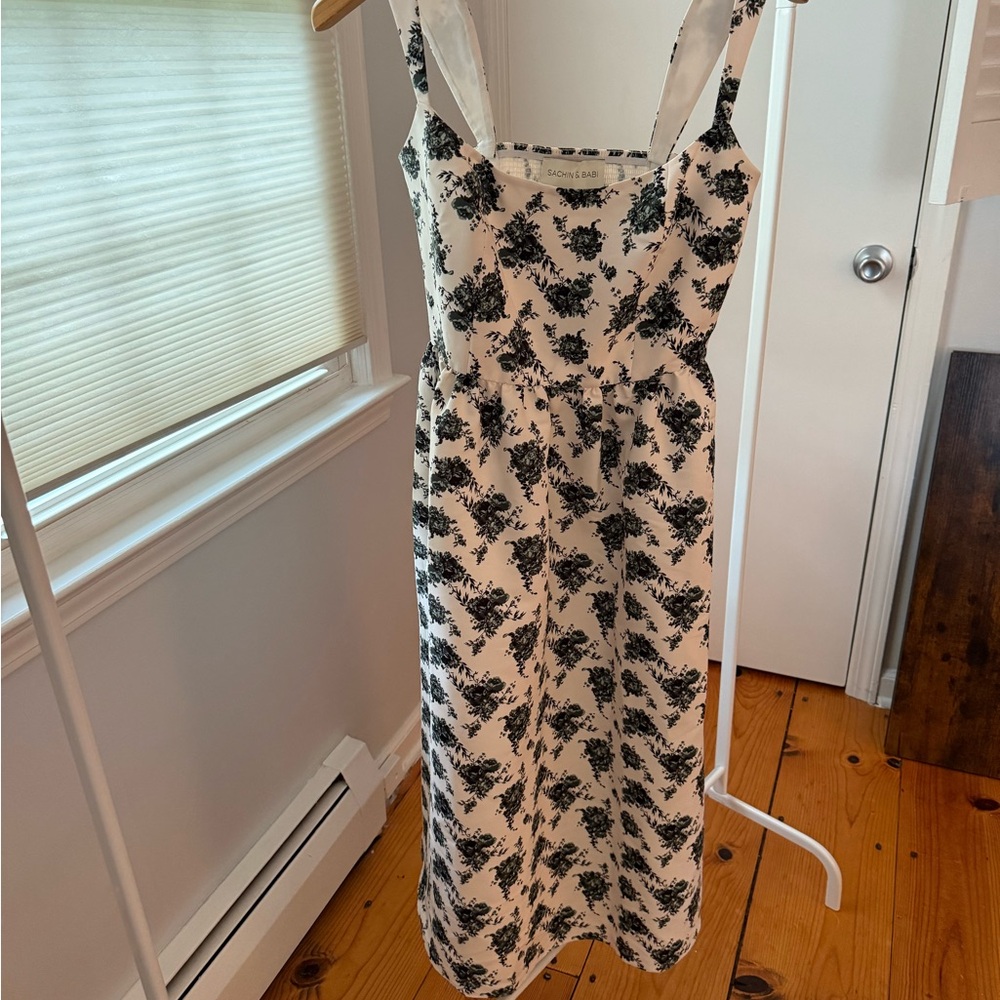 Sachin + Babi Green and White Sleeveless Sundress